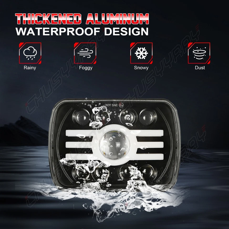 2x Faros LED Cromo 7X6 Hi-Lo DRL Señal de giro Ajuste Dodge D100 D150 D250 D350 Foto 3 de 4