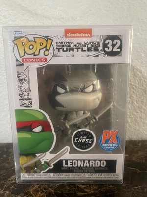 Funko Pop Vinyl Figure PX Exclusive B&W (Chase) TMNT Leonardo #32 w/Protector