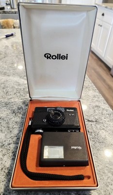 Rollei B35 Black (Singapore) Triotar 3.5 / 40 Lens + Original Case & E15B Flash