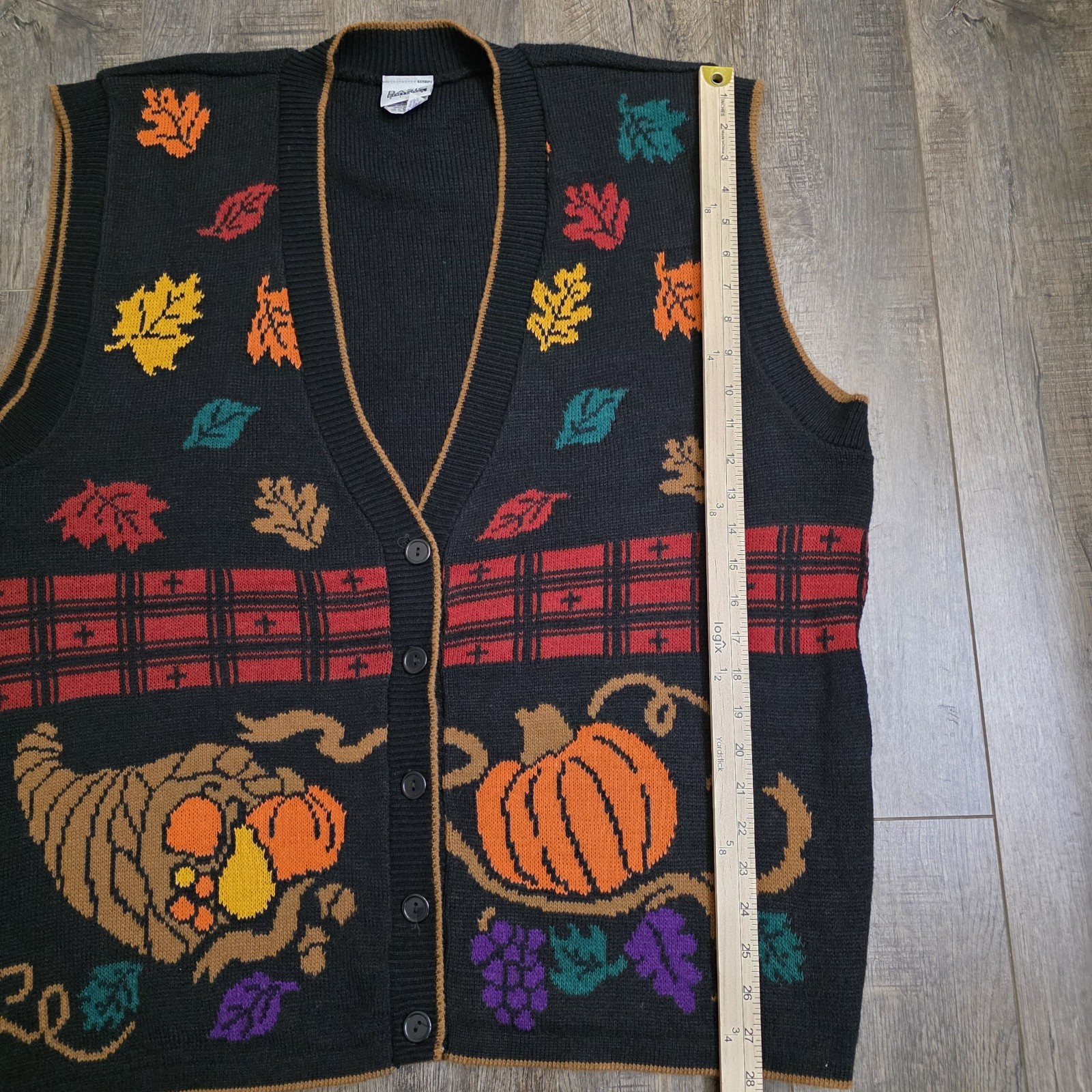 Vintage Basic Editions Sweater Vest FALL Black Kn… - image 7