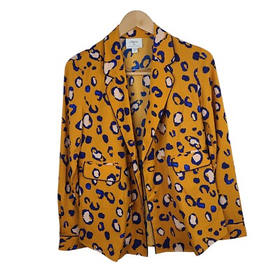 Phillip Lim Target Orange Leopard Print Lightweight Blazer Women's Sz  Small