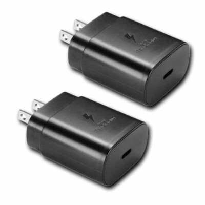 2pcs 25w Type C Wall Adapter Black