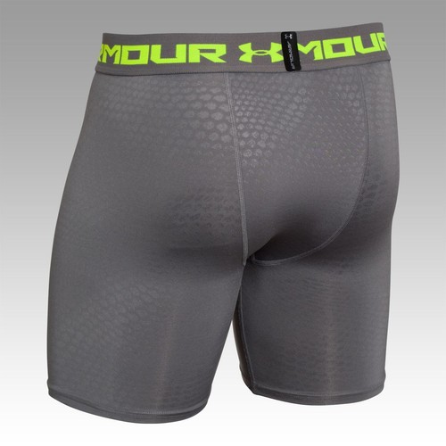 ¡De colección! Armadura Under Armour HeatGear para hombre con impresión de compresión corta plateada gris - Imagen 5 de 6
