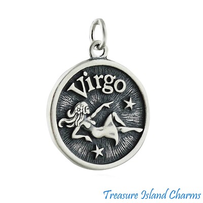 Virgo Zodiac Sign with Practical Trait 925 Solid Sterling Silver Charm Pendant