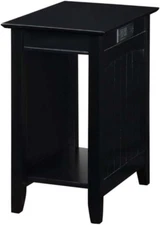 Edison End Table with Charging Station, Black