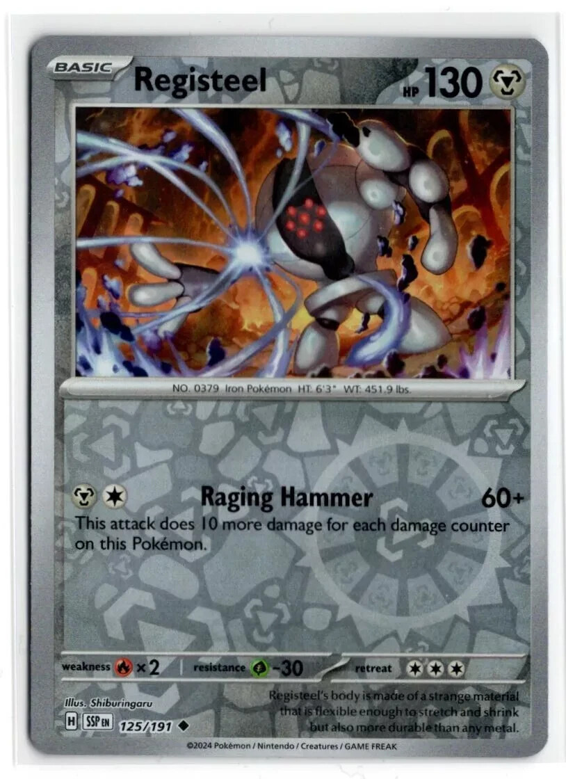 Registeel - 125/191 - Pokemon TCG Surging Sparks - LP - Reverse Holo