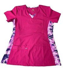 GT Performances Pink Short Sleeve Lightweight Nurses Scrub Top Small