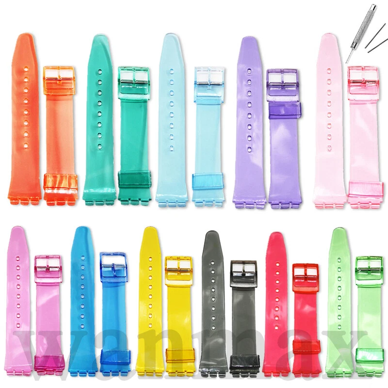 Silicone Strap Candy Color Waterproof Soft Watch Band for Swatch 16mm 17mm 19mm