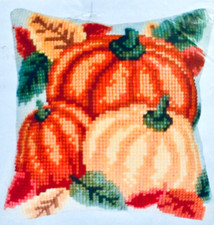 Vervaco Three Pumpkins Needlepoint Pillow Cover  Backing Kits Sealed NOS