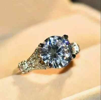 2Ct Lab Created Diamond Solitaire Engagement Ring Solid 14K White Gold Finish