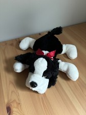 Russ Lovington Cocker Spaniel Dog 29682 11   Plush Black White Sad Eyes Red Bow