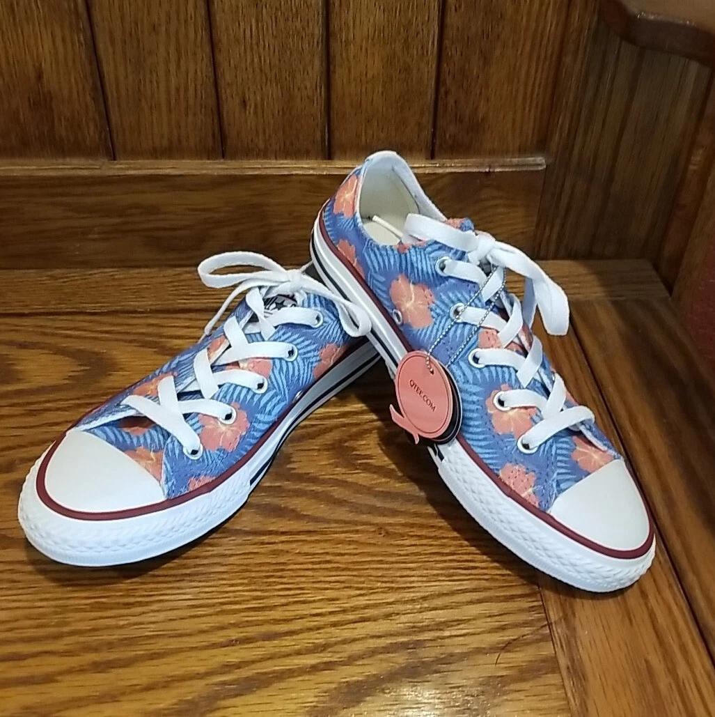 Sneakers basse Converse junior ragazza scarpe ibisco floreale taglia 3 nuove senza scatola