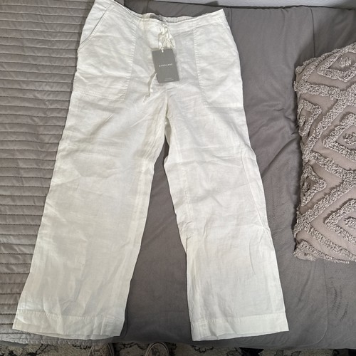 NWT Everlane Womens Elastic Wst 100%Linen Straight Fit Wide Leg Ankle Pants Sz 8