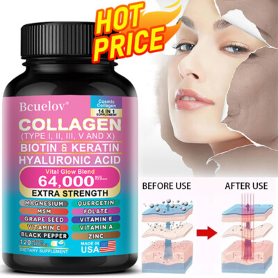 Collagen peptide capsule 64000 mcg small molecule easy absorption beauty