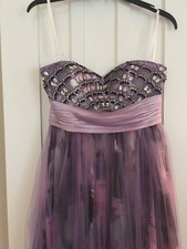 New Strapless Women Lilac/Purple XS Party/Evening/Prom Embellished Gown