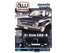 Auto World 1985 Chevy Silverado Dark Blue Poly 1/64 Diecast Model Car AWSP087A