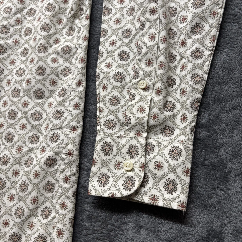 Daniel Cremieux Shirt Mens Large Beige Abstract Button Up Long Sleeve Preppy - Image 2 of 4