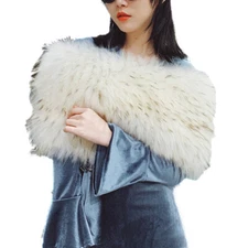Real Fox Fur Cape Bride Wedding Party Shawl Wraps Winter Warm Fluffy White Brown