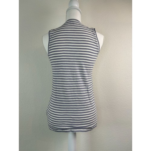 Madewell women's XS purple white striped v-neck casual tank top 100% cotton - Picture 4 of 6