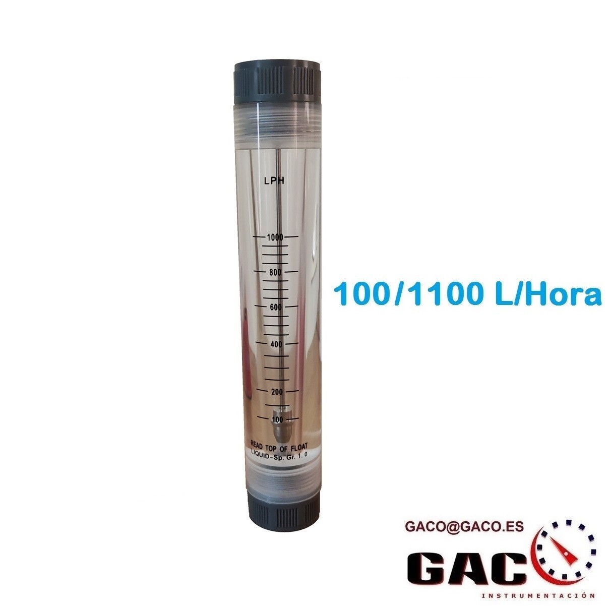 ROTAMETRO PARA LIQUIDO 1/2" DE 100 A 1000 L/HORA CAUDAL DE AGUA CAUDALIMETRO