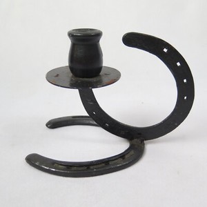 Horseshoe Candlestick Rustic Black 5" Tall Ranch Cowboy Western Decor Metal