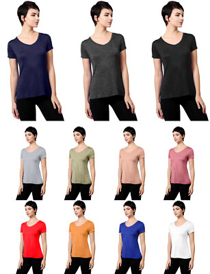 NE PEOPLE Womens Light V-Neck Basic Short Sleeve Shirt Top with Pocket [NEWT102]
