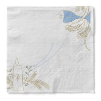 Tissue Serviette Kommunion/Konfirmation Holz In Blau-Grau, 33 X 33 Cm, 100 StüCk