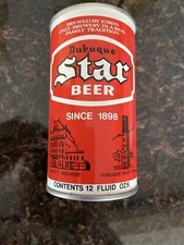 Vintage Dubuque Star Pull Tab Beer Can Since 1898 Bottom Opened Iowa **MINT**