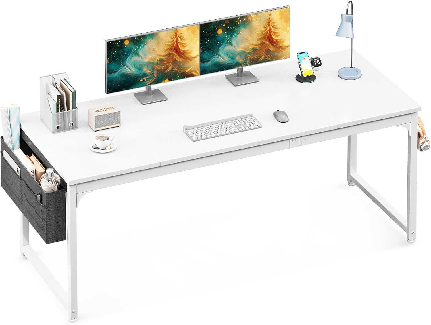 Computer Desk Large Office Desk, 63 Inch Gaming Desk with Storage, Modern PC Des-image