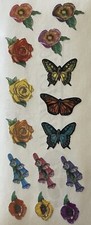 FLOWERS  BUTTERFLIES Stickers 15pc Creative Memories  Flying  Garden  Bugs  Roses