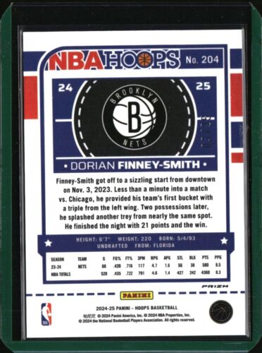 24/25 2024/25 Panini Hoops Wave Green Premium #204 Dorian Finney-Smith Nets /25 - Picture 2 of 2