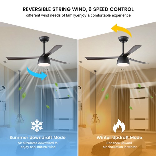 52" LED Ceiling Fan Light w/ Remote Control 6 Speeds Settings Timing Option - Picture 12 of 13