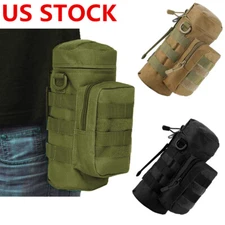 Tactical Kettle Bag Molle Water Bottle Carrier Holder Pouch Outdoor Adjustable