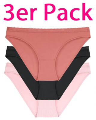 DORINA Zanna, 3er Pack, Slip, Unterhose, Brief, Microfaser, Netzspitze 3 Farben
