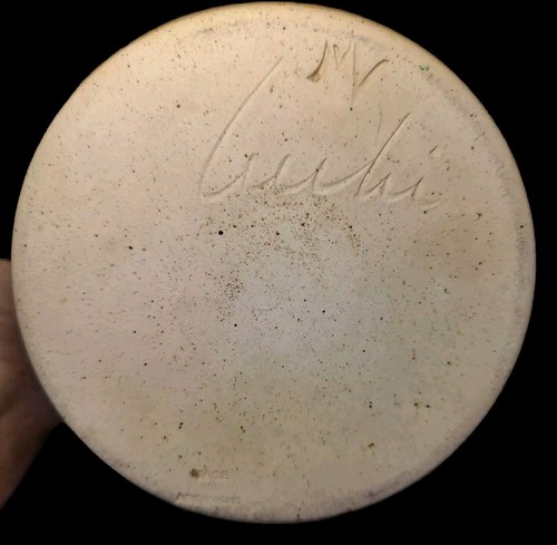 Arkansas Studio Keramik 1 Vase 1 Übertopf passendes Muster blauer Rand signiert Stempel - Bild 7 von 12