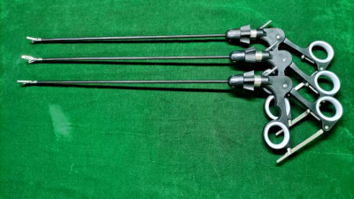 3pc Laparoscopic Monopolar Plain & Bowel Grasping Forcep 5mmx330mm Reusable