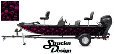 Skulls Pink Black Graphic Texture Fishing Bass Boat Wrap Decal Vinyl Pontoon USA