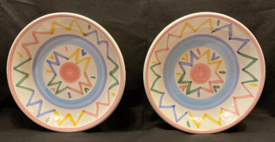 CALECA POTTERY Italy SOLE' Pattern 8-5/8” Coupe Cereal Bowls-Set