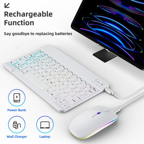 Wireless Rechargeable Keyboard+Bluetooth Mouse Set Backlit For Android Windows - Picture 28 of 29