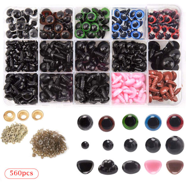 560Pcs Safety Eyes and Noses with Washers for Stuffed Doll Black Glitter E-JH PN9866 560Pcs Safety Eyes and Noses with Washers for Stuffed Doll Black Glitter E-JH PN9866