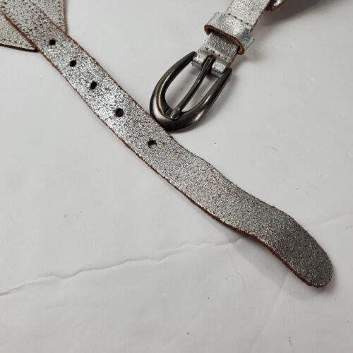 BED STU Size Small 29" Corliss Silver Metallic Woven Braided Corset Leather Belt - Picture 6 of 12