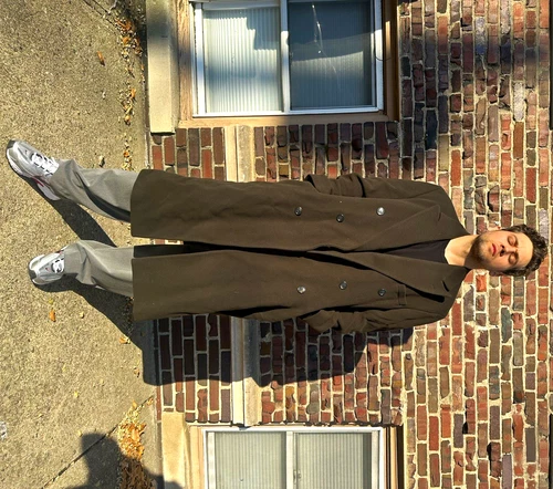 Chaps Ralph Lauren Men's Long Lambswool Overcoat Olive 46 - product listing photo