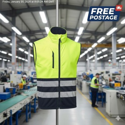 Hi Vis Viz Eco Coolair 2 Tone Softshell Gilet Bodywarmer Weste PSA Zip