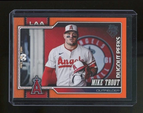 Mike Trout 2026 Topps Series 1 Celebration Dugout Peeks Orange Foil Card 05/25