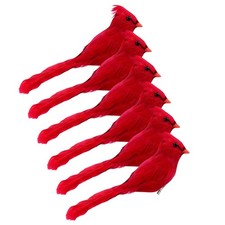 Red Cardinals Ornaments 6pk 3in Tall Artificial Birds; Christmas, Wreaths  More