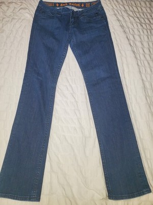 Rock Revival Straight Leg Jeans KATE Embossed Raise Fleur Style Dark Denim 29x32