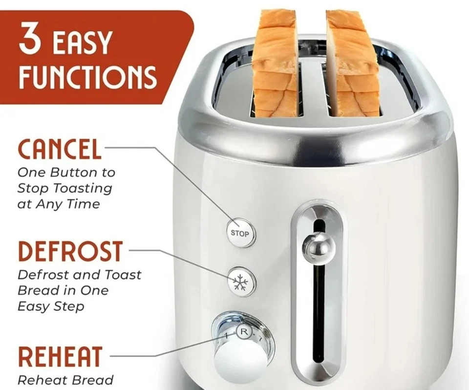 Tostadora retro Mueller en blanco tostadora nostálgica ahorro de espacio Foto 3 de 3