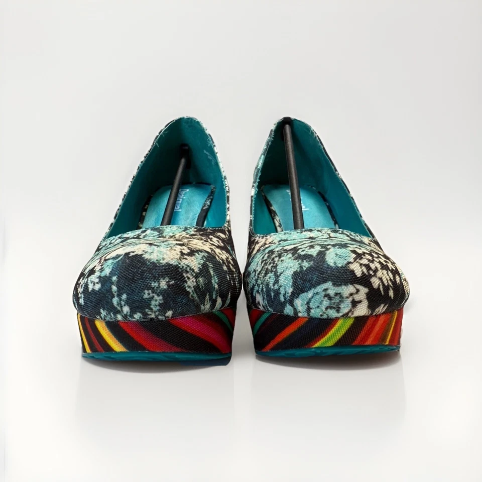 Zapatos de salón de cuña Desigual Sandy 6 multicolor a rayas con plataforma floral talla 6 EE. UU. / 37 E Foto 4 de 4