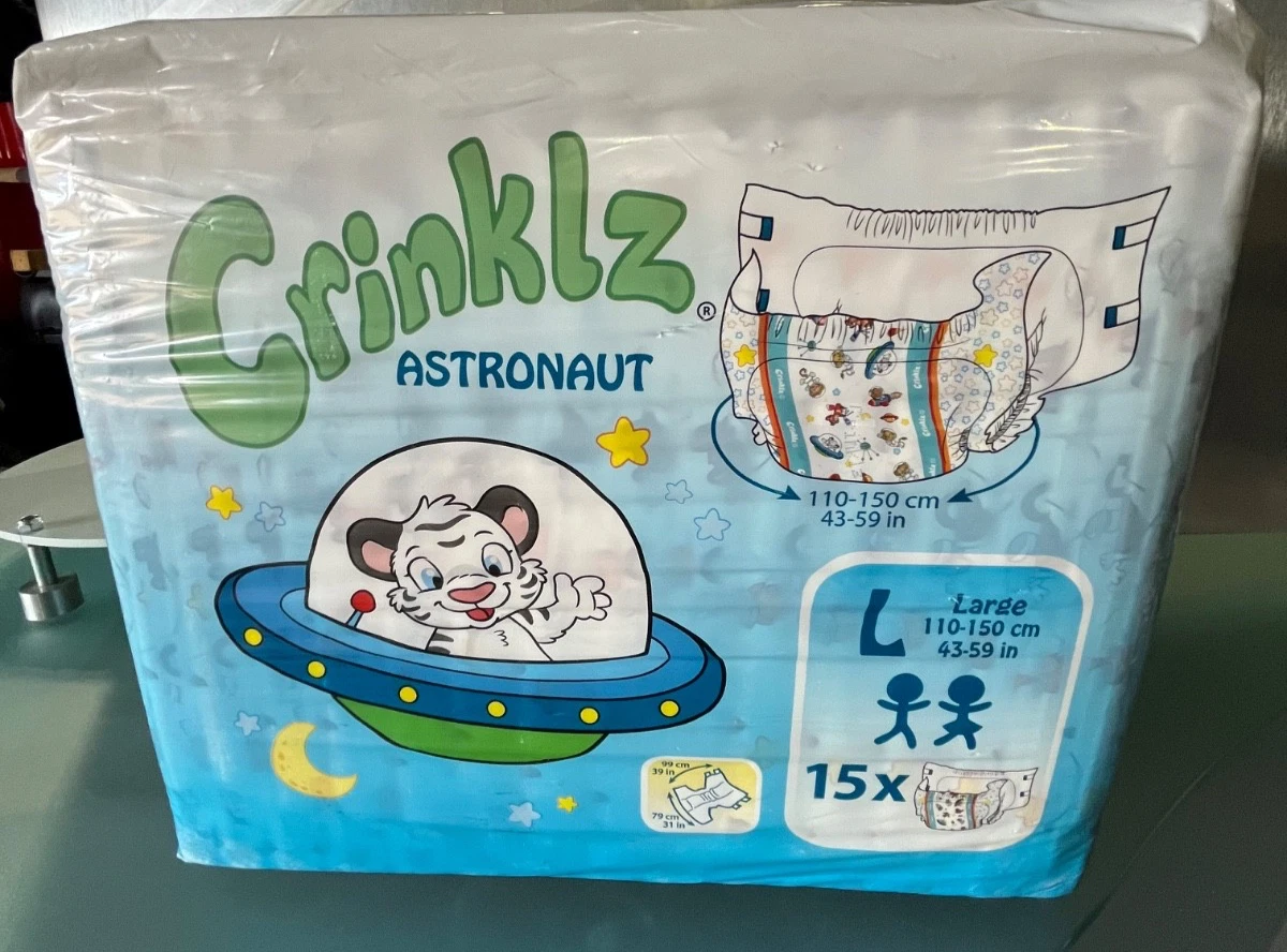 Crinklz Astronaut Print Adult Diapers Size Large 15s 4400ml
Opens in a new window or tab