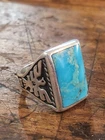 Vintage Sterling Silver Fred Harvey Turquoise Thunderbirds & Kachinas Ring